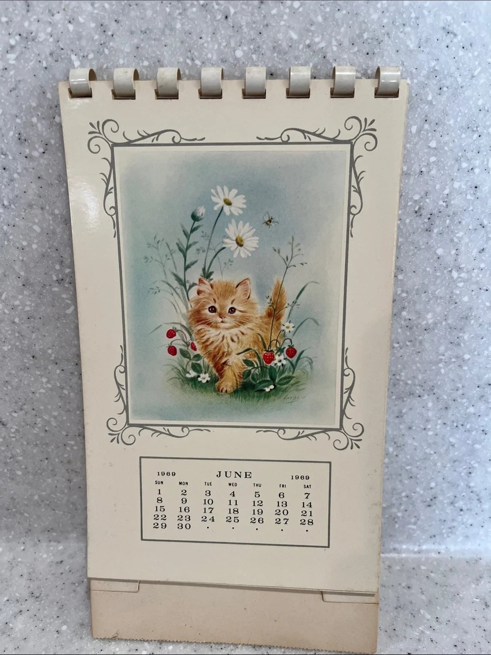 Vtg 1969 Marjorie M. Cooper Kitten Kalendar MCM Calendar by Gibson HTF **READ**